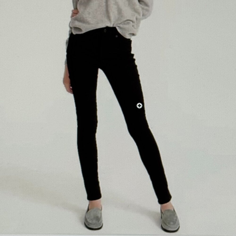 J Crew 9" High Rise Toothpick Black Stretch Denim Slim Straight Jeans Size 29